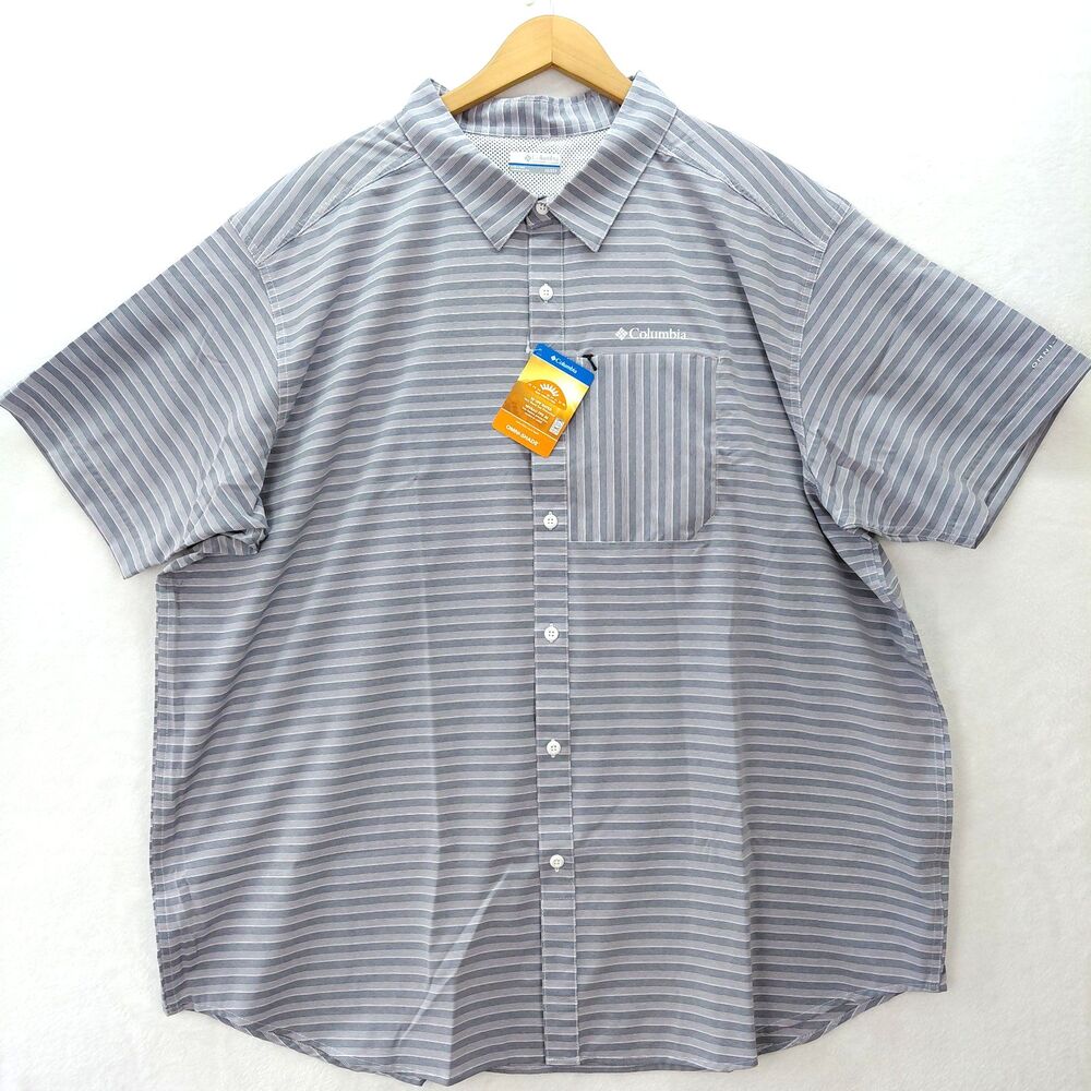 Columbia Twisted Creek Gray Short Sleeve Vented Fishing UVP Shirt Mens 3XL NEW